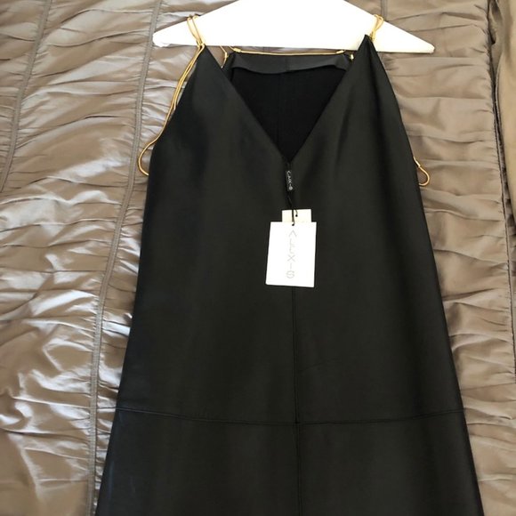 Alexis Black Leather Runway Cocktail Dress - Picture 4 of 8